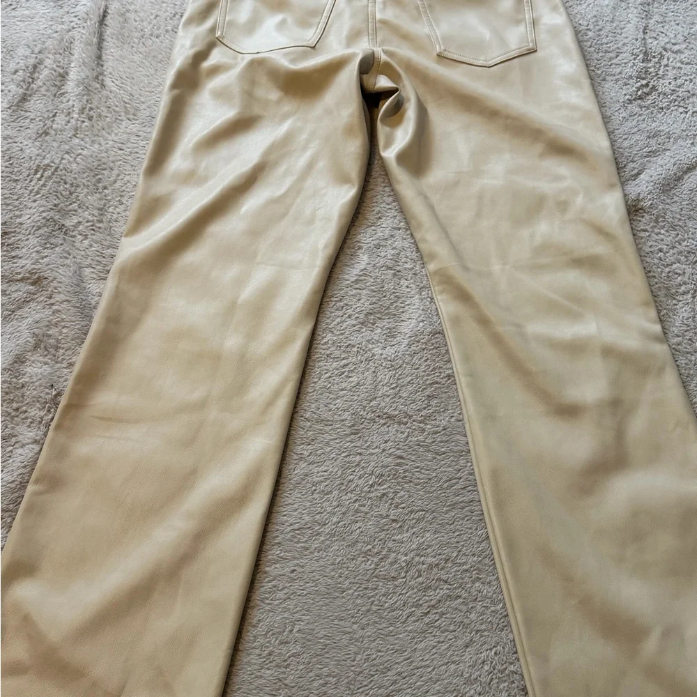 New York & Company Creamy Beige Faux Leather Pants - Picture 2 of 5